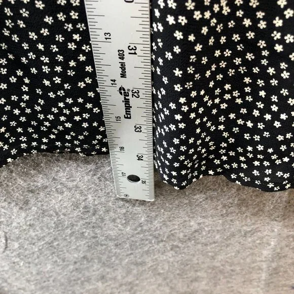 Reformation Long Sleeve Ditzy Floral Mini Dress‎ Size 8 Black White Ruffle Bib - Picture 6 of 10